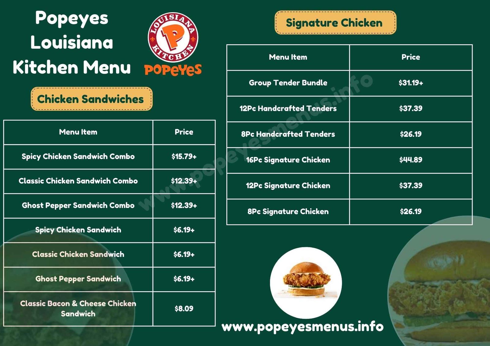 Popeyes Louisiana Kitchen Menu